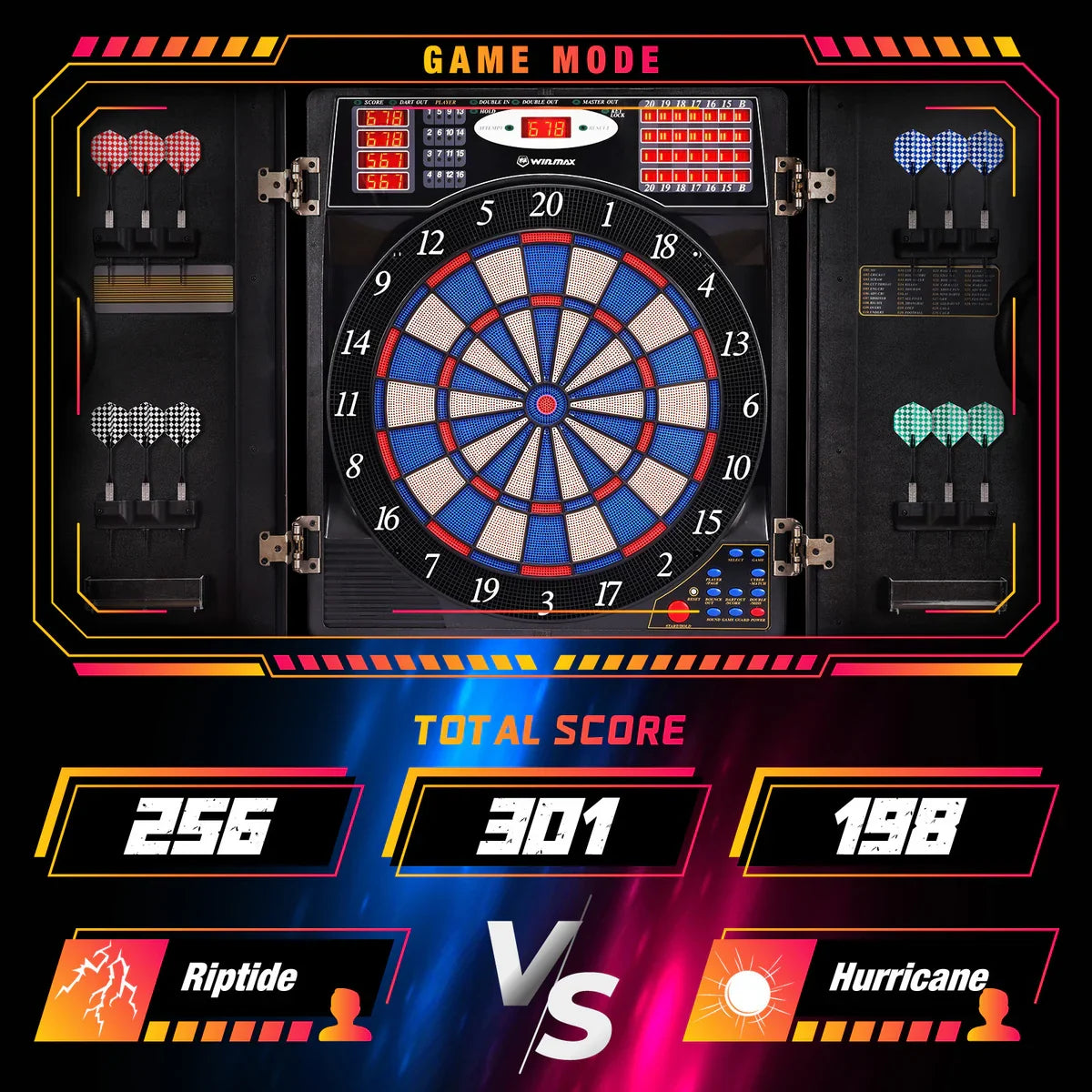 16-Player Electronic Dartboard Cabinet Set