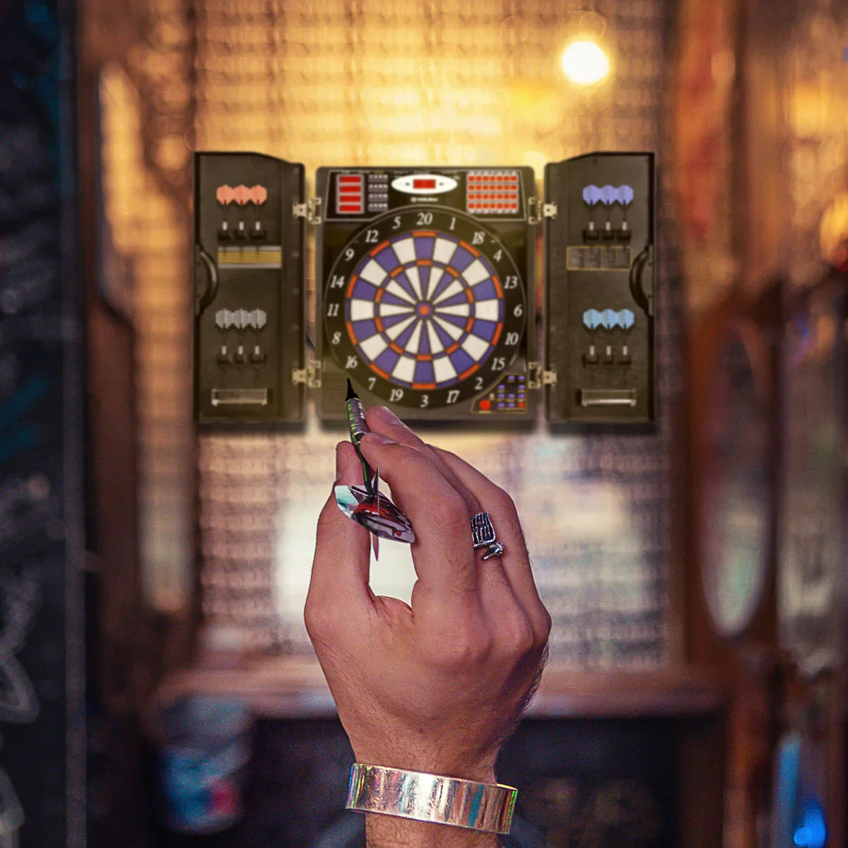 16-Player Electronic Dartboard Cabinet Set