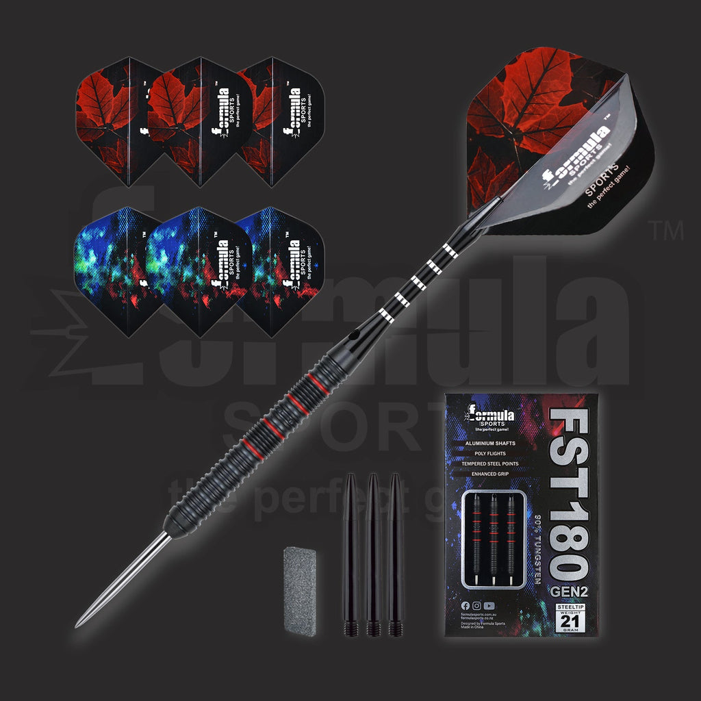 FST180 GEN2 Black + Red Dart Set (Pack of 3)