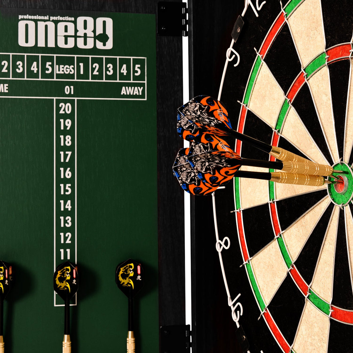 Vapor Wood Dartboard Cabinet Set with Dartboard + Darts + Scoreboard Combo