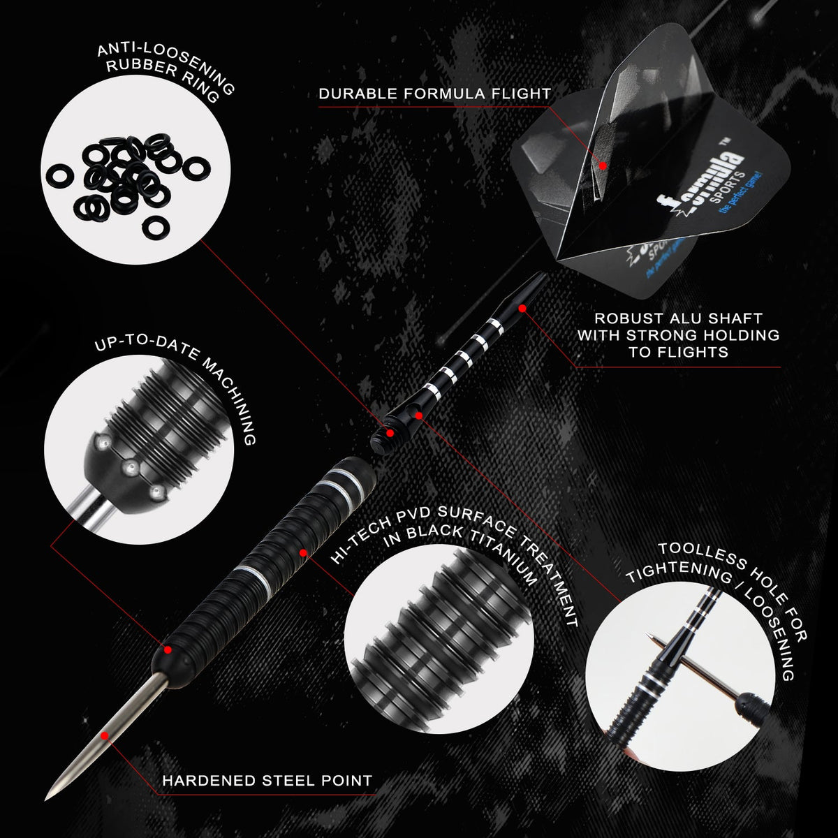 FST180 GEN3 Black + Silver Dart Set (Pack of 3)