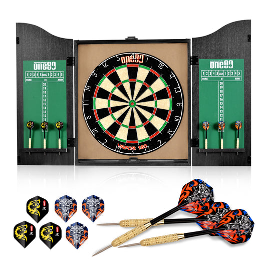 Vapor Wood Dartboard Cabinet Set with Dartboard + Darts + Scoreboard Combo